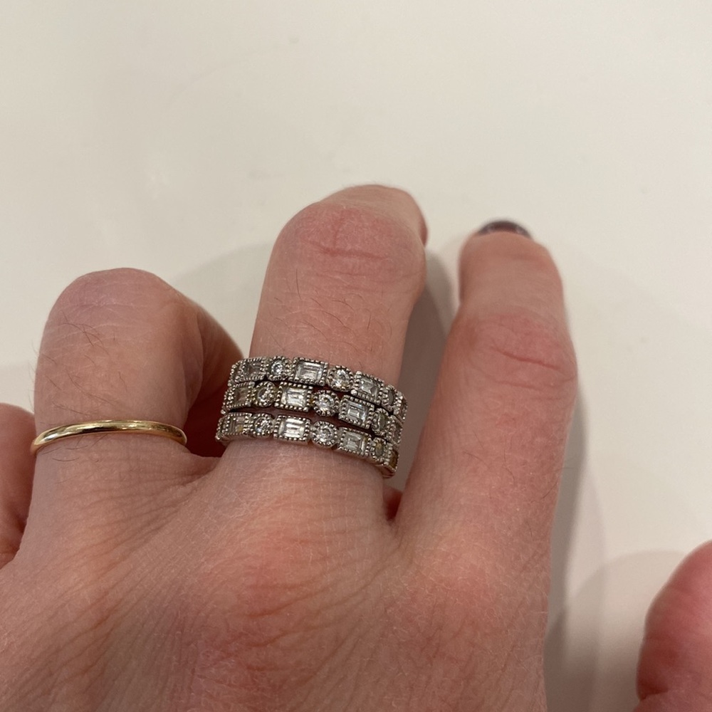 Silver + Cz Band (Stackable) - image 7